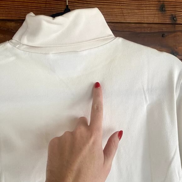 Meister Sports Knits 100% cotton white turtleneck size Medium - Picture 3 of 4